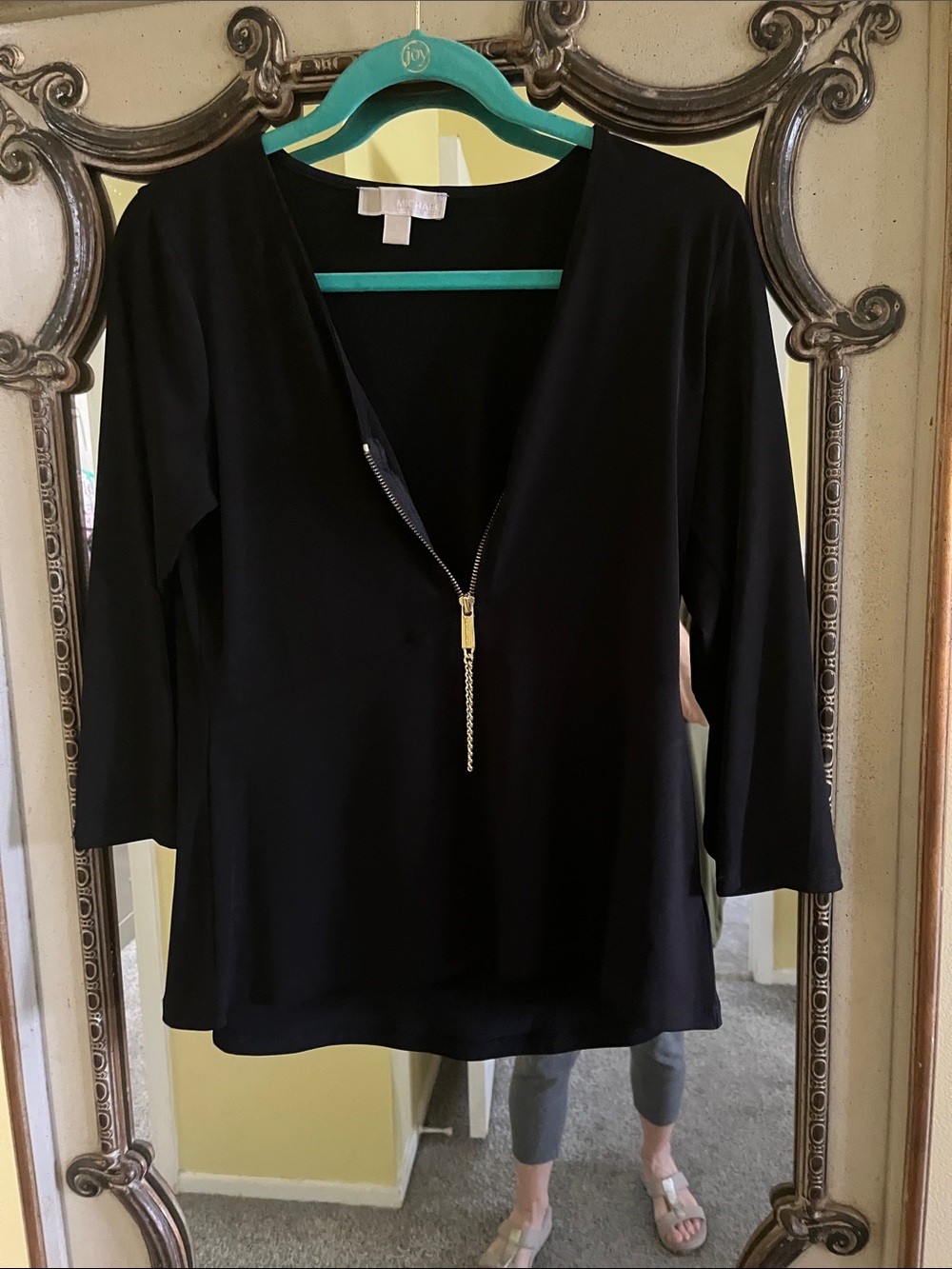 Michael Kors Black Zip-Front V-Neck Tunic